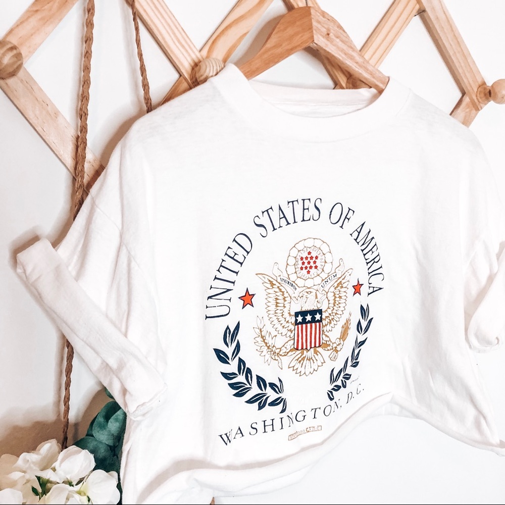 White USA Cropped Tee